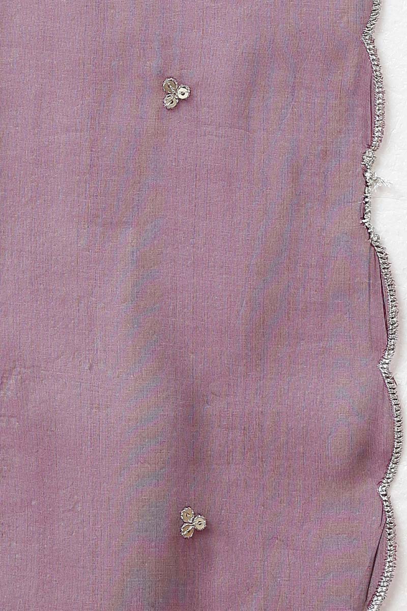 Purple Silk Blend Solid Straight Kurta Trousers With Dupatta 