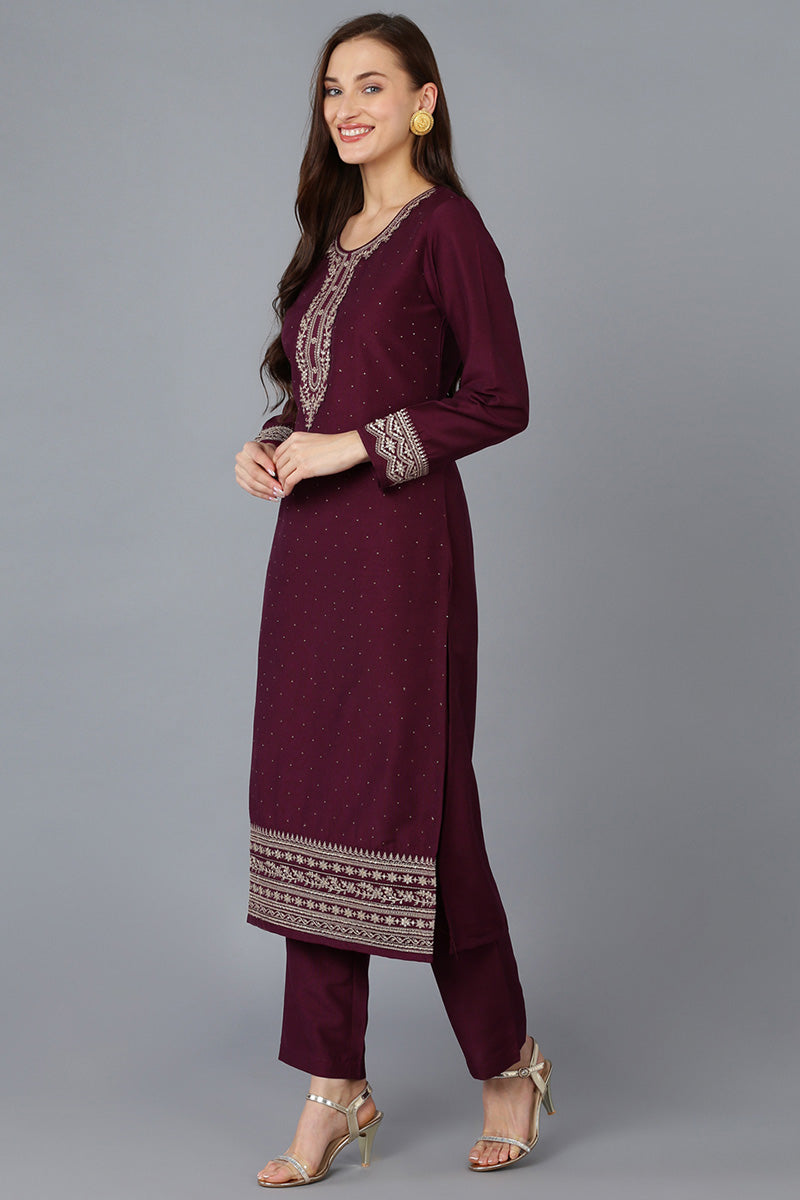 W hot sale burgundy kurta