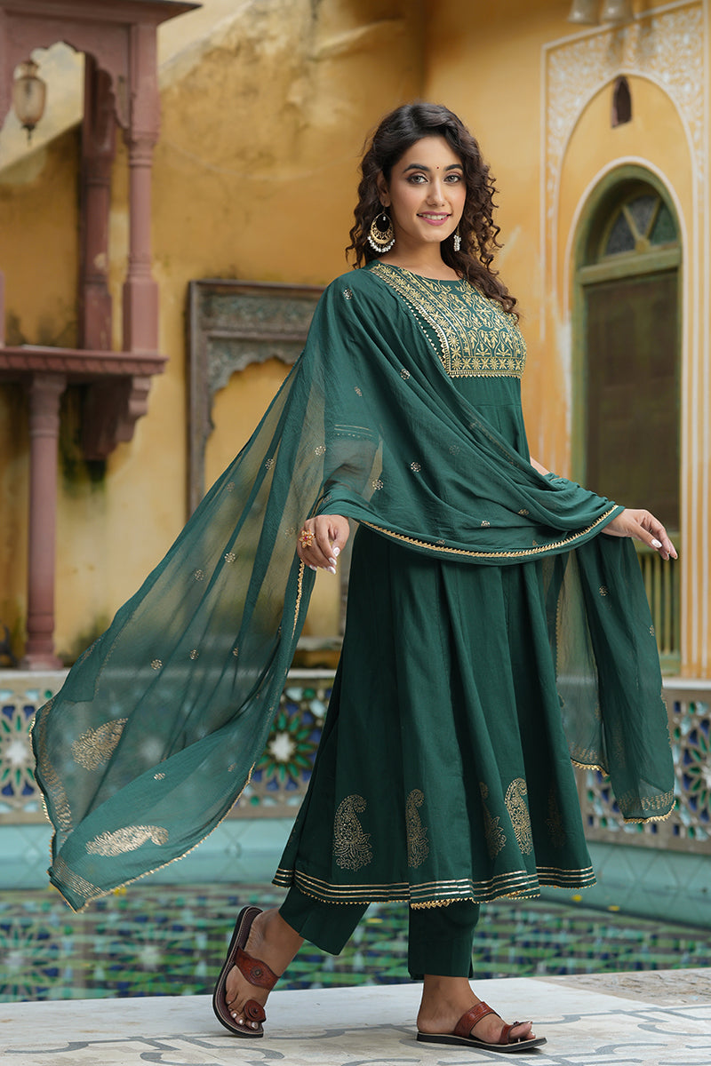 Sage Green Embroidered Anarkali Suit Latest 2751SL01