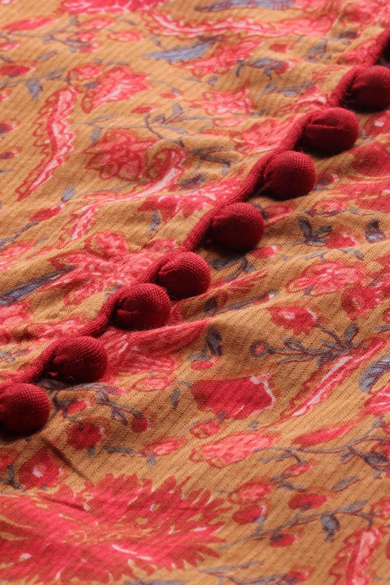 Ahika Women Orange Color Printed Cotton Fabric Kurti