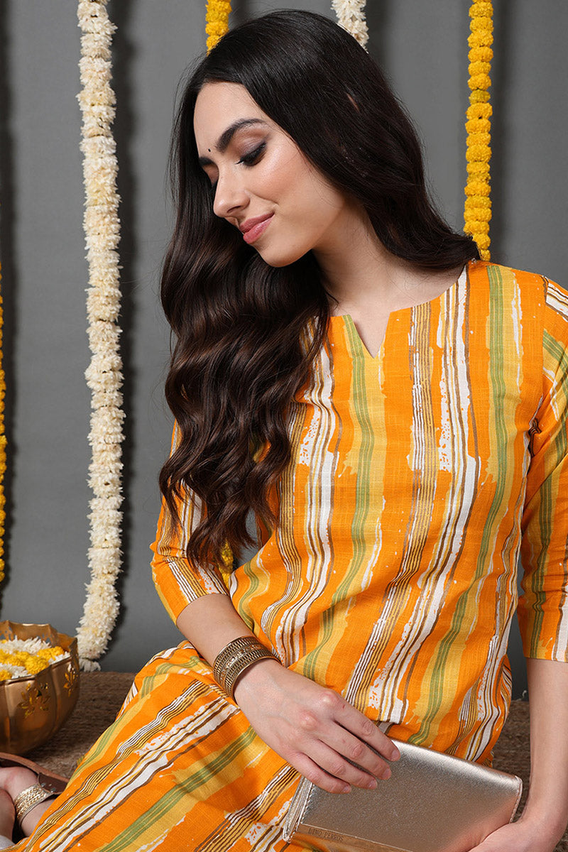 Buy Yellow Cotton Silk Green Printed Sharara with Kurti Boti Net Dupatta  for Girls Online
