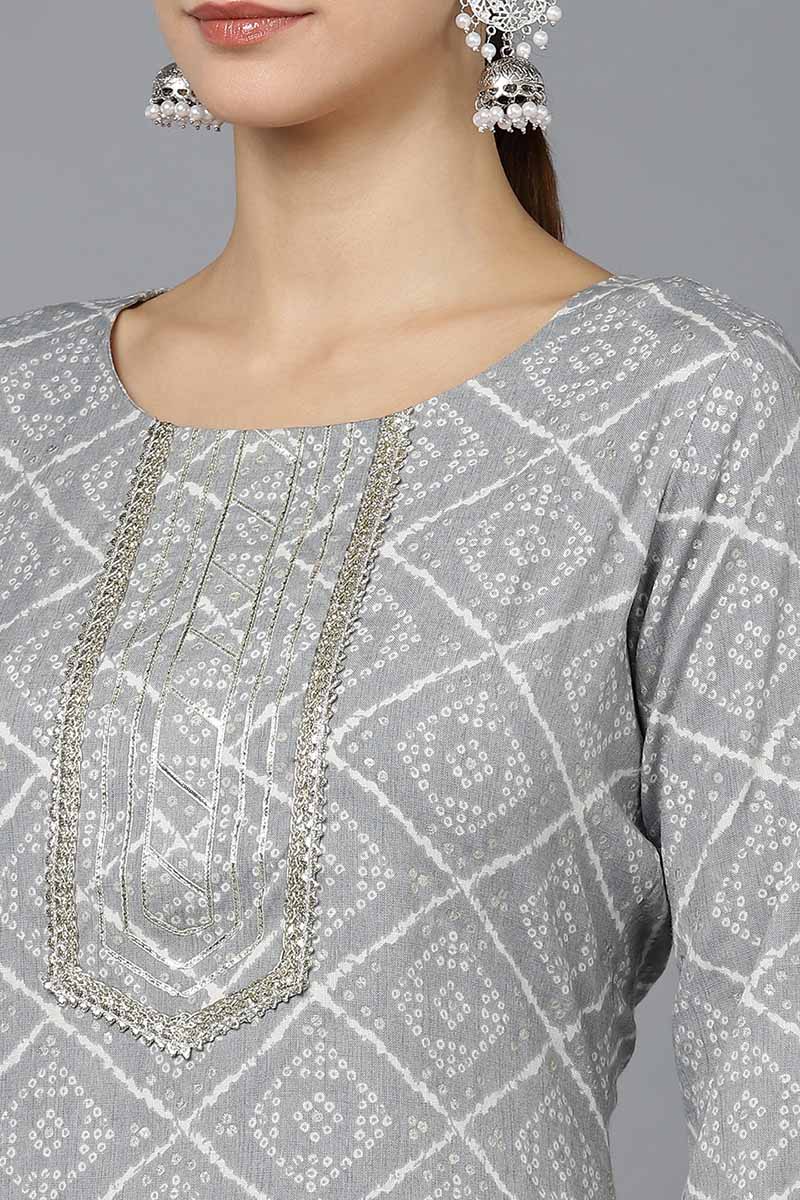 Grey Rayon Blend Straight Kurta VCK8699