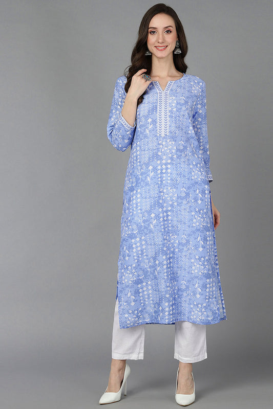 Ahika Women Blue Silk Geometric Printed 