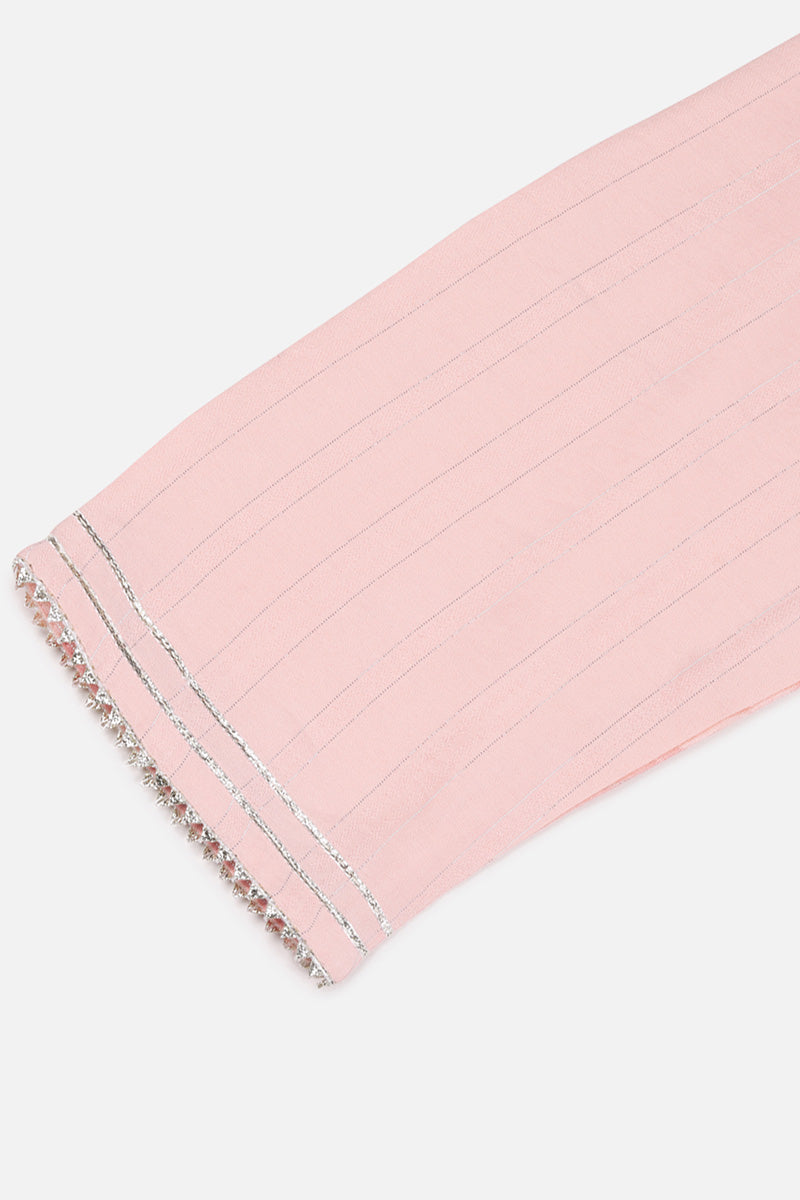 Pink Cotton Solid Yoke Design Straight Kurta 