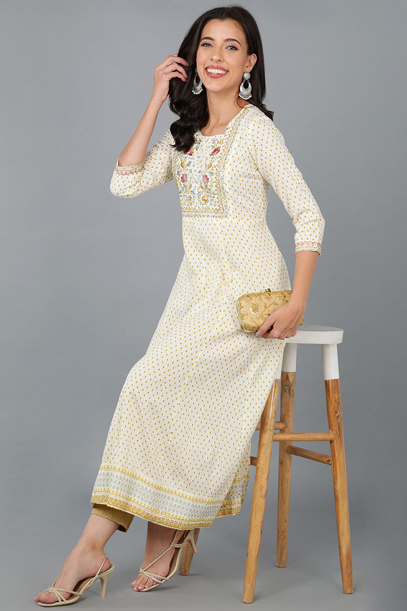 Cream anarkali clearance kurta