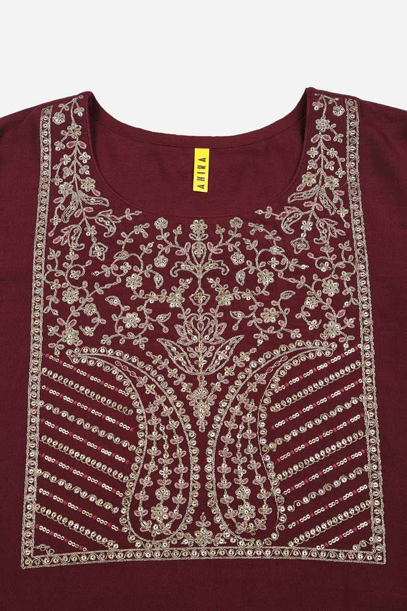 Maroon Silk Blend Straight Kurta VCK9115