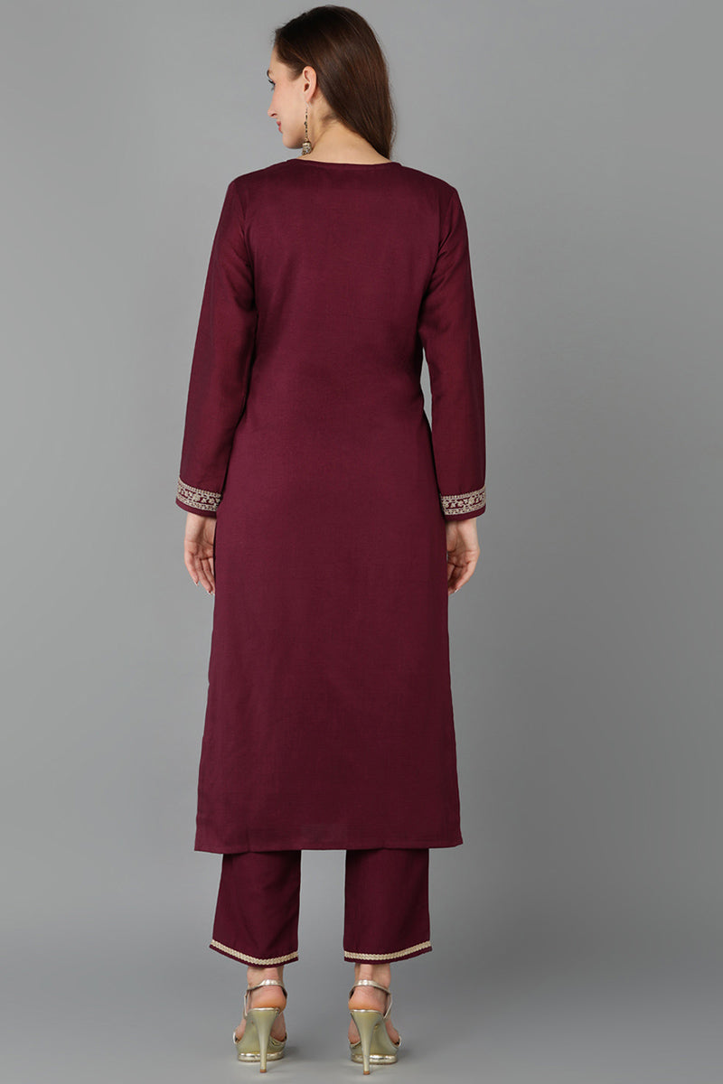 Maroon Silk Blend Straight Kurta VCK9115