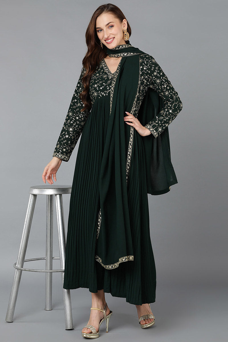 Green Georgette Anarkali Kurta VCK9182