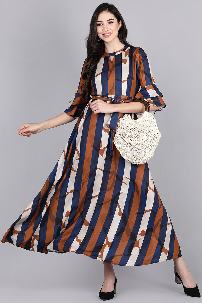 Striped 2024 frock designs