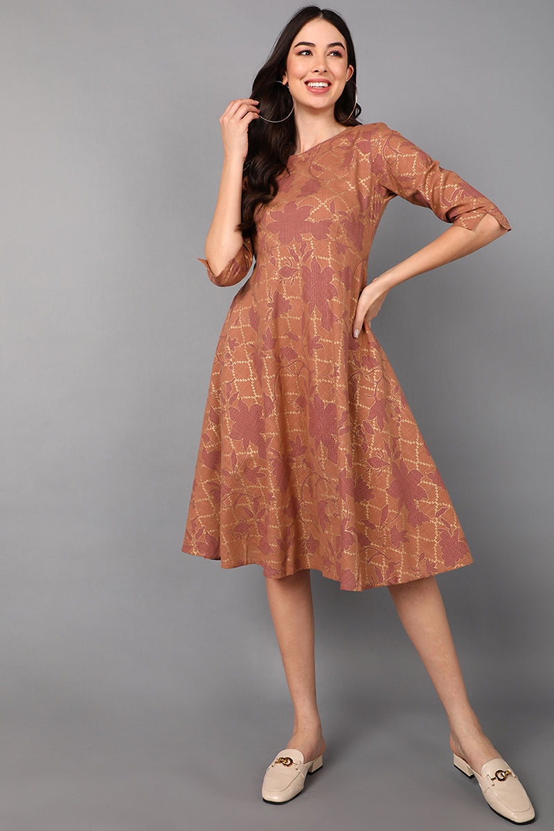 Ahika Women Mauve Cotton Dress 