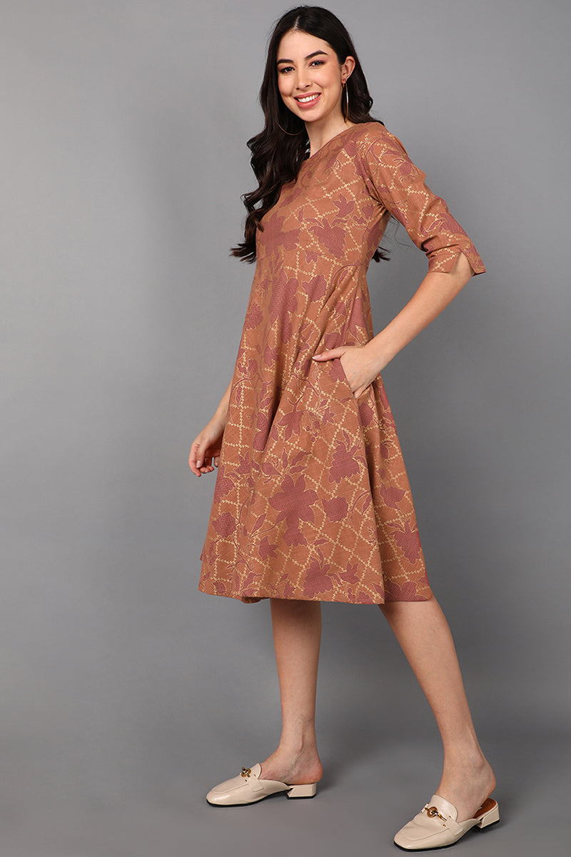 Ahika Women Mauve Cotton Dress 