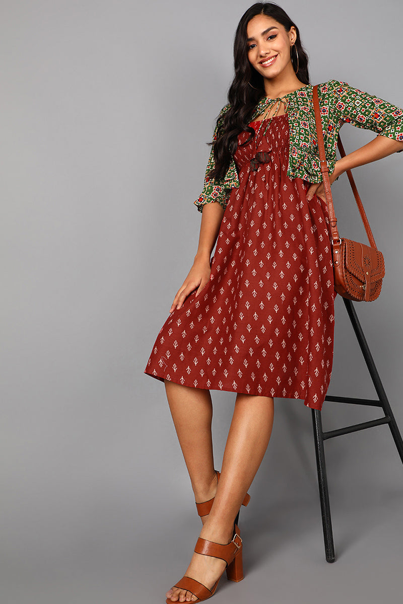 Off-the-shoulder Cotton Dress - Red - Ladies | H&M US