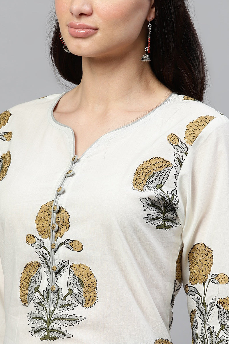 Ahika Women Off White Function Wear Printed Fancy Kurta And Palazzo 