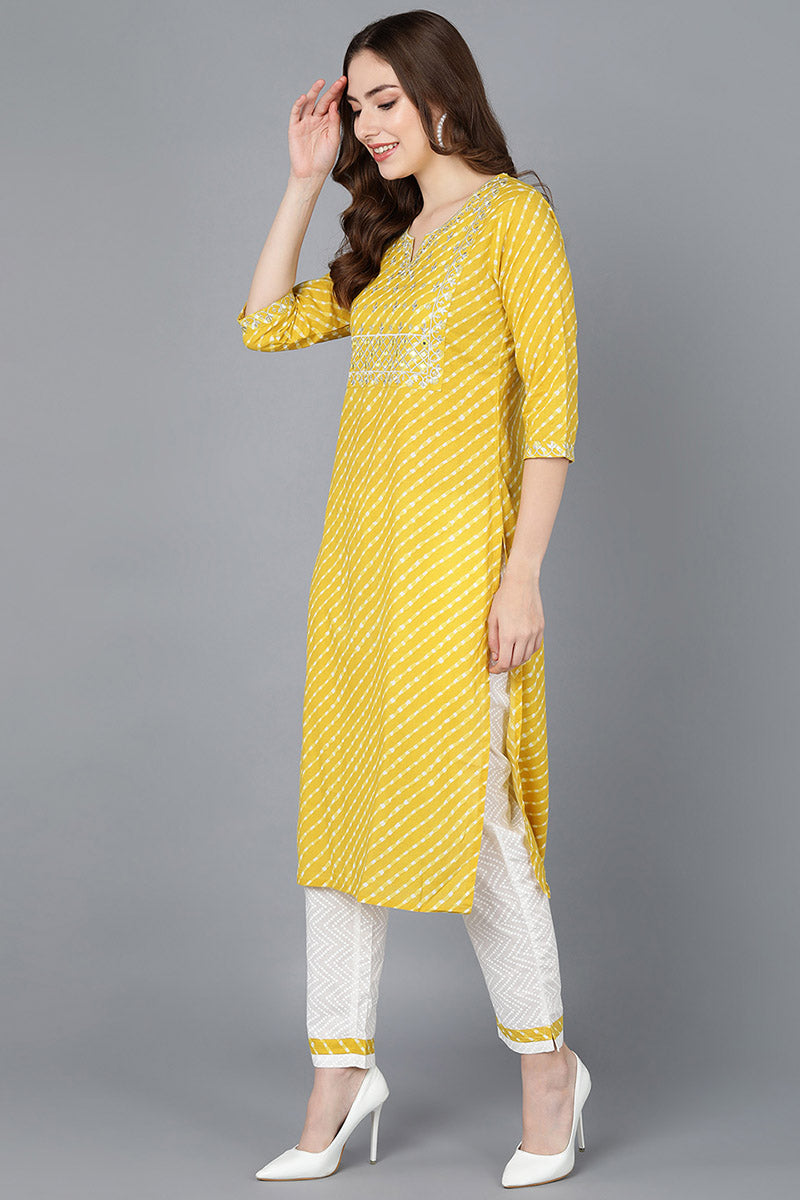 Ahika Women Yellow Pure Cotton Kurta Trousers NA 