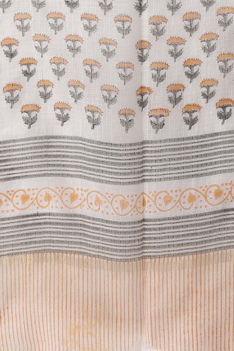 Ahika Women Cotton White Ethnic Motifs Printed Straight Kurta Palazzo Dupatta Set