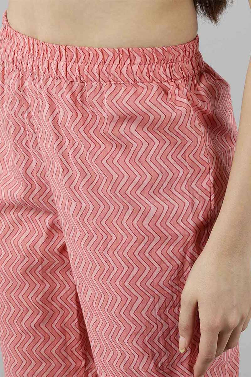 AHIKA Women Pink Printed Kurta Trousers With Dupatta