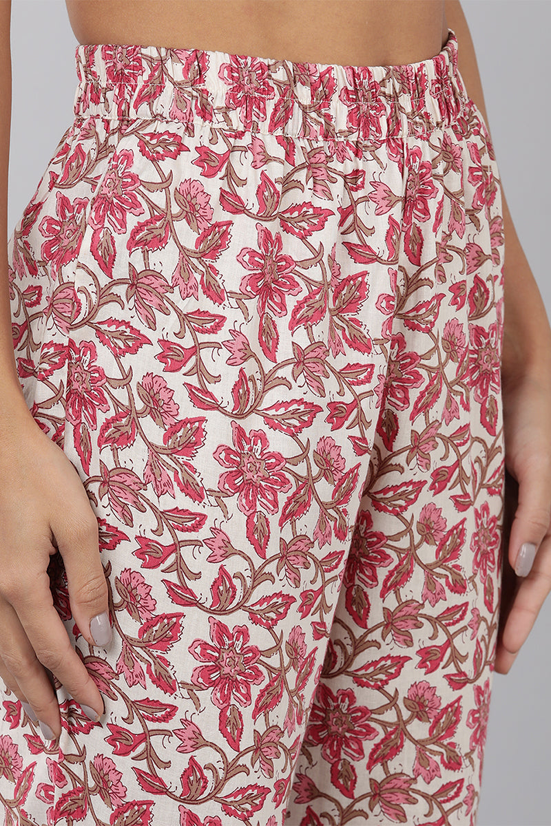 AHIKA Women Pink Printed Kurta Trousers With Dupatta 
