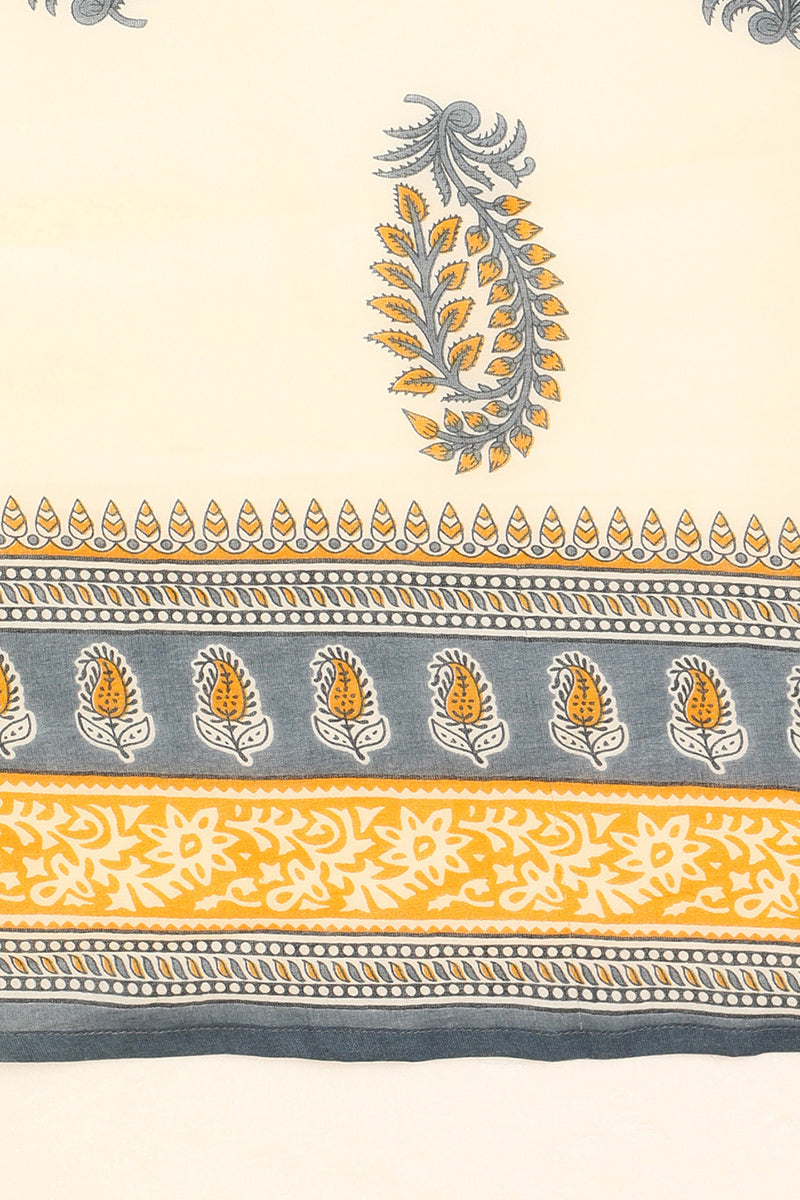 Yellow Pure Cotton Ethnic Motifs Printed Flared Style Suit Set VKSKD1386