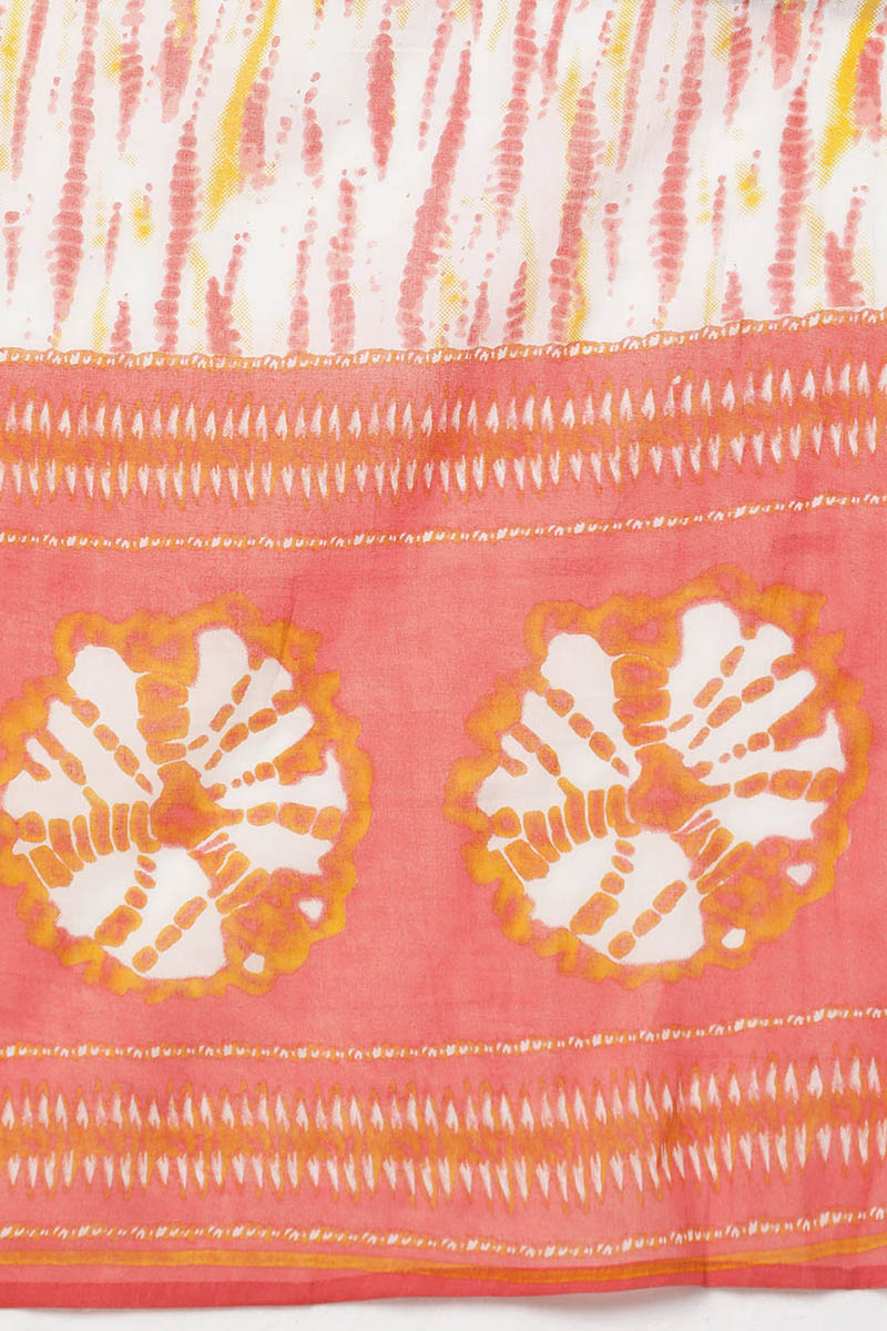 Ahika Women Orange Pure Cotton Bandhani Printed Kurta Trousers With Dupatta 