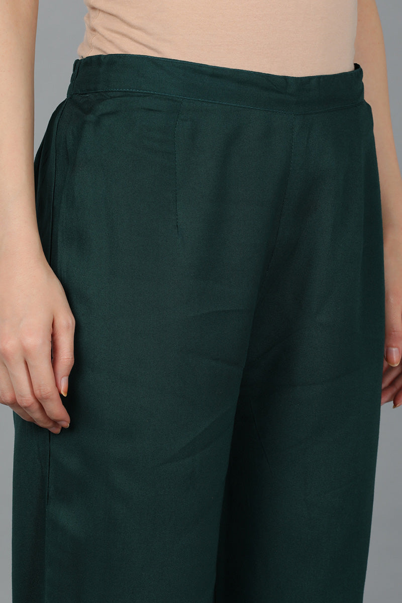 Green Viscose Rayon Abstract Straight Kurta Trousers With Dupatta 