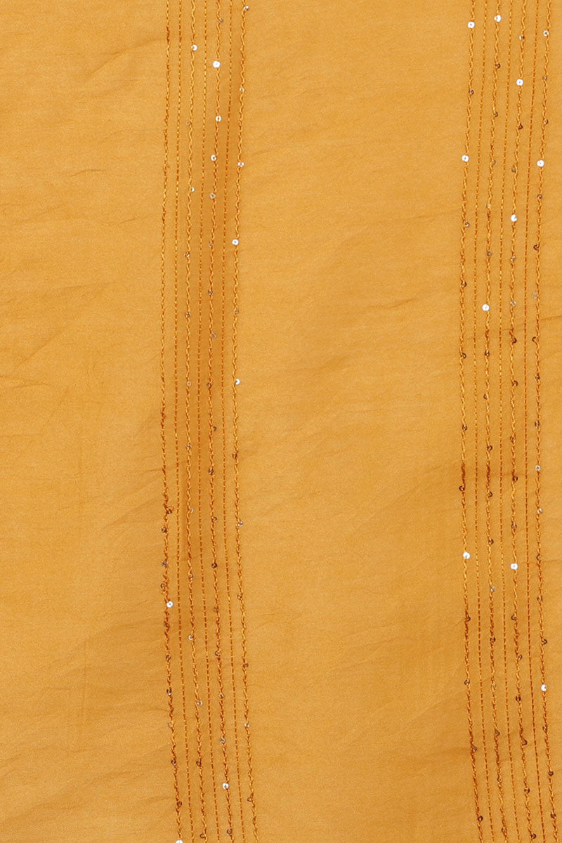 Orange Silk Blend Bandhani Straight Kurta Trousers With Dupatta 