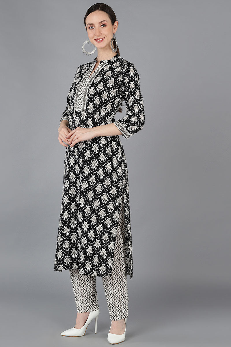 Ahika Women Black Pure Cotton Abstract Printed 