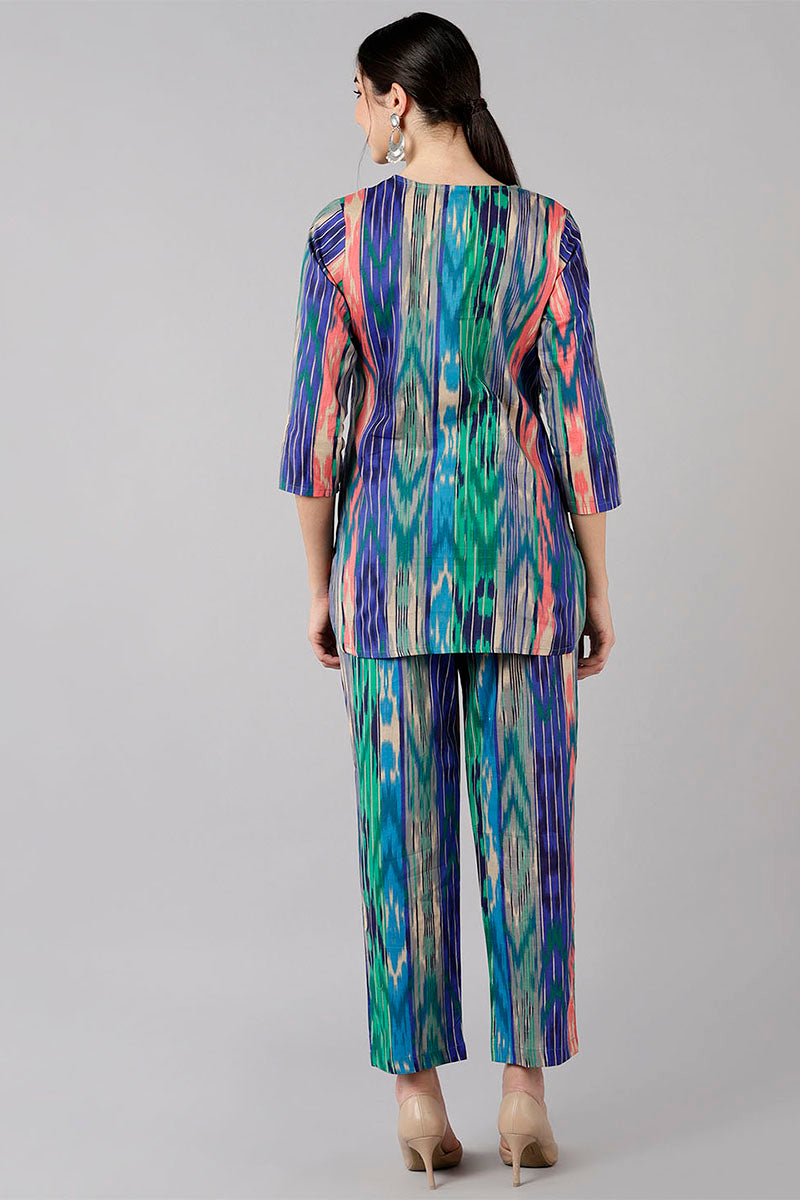 Multicolor Cotton Abstract Print Night Suit VNWK1045