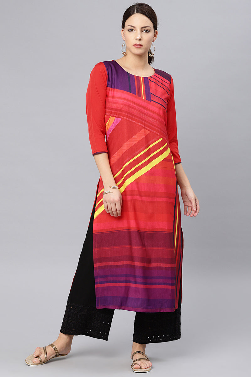 Ahika Women Function Wear Crepe Fabric Printed Fancy Kurti 
