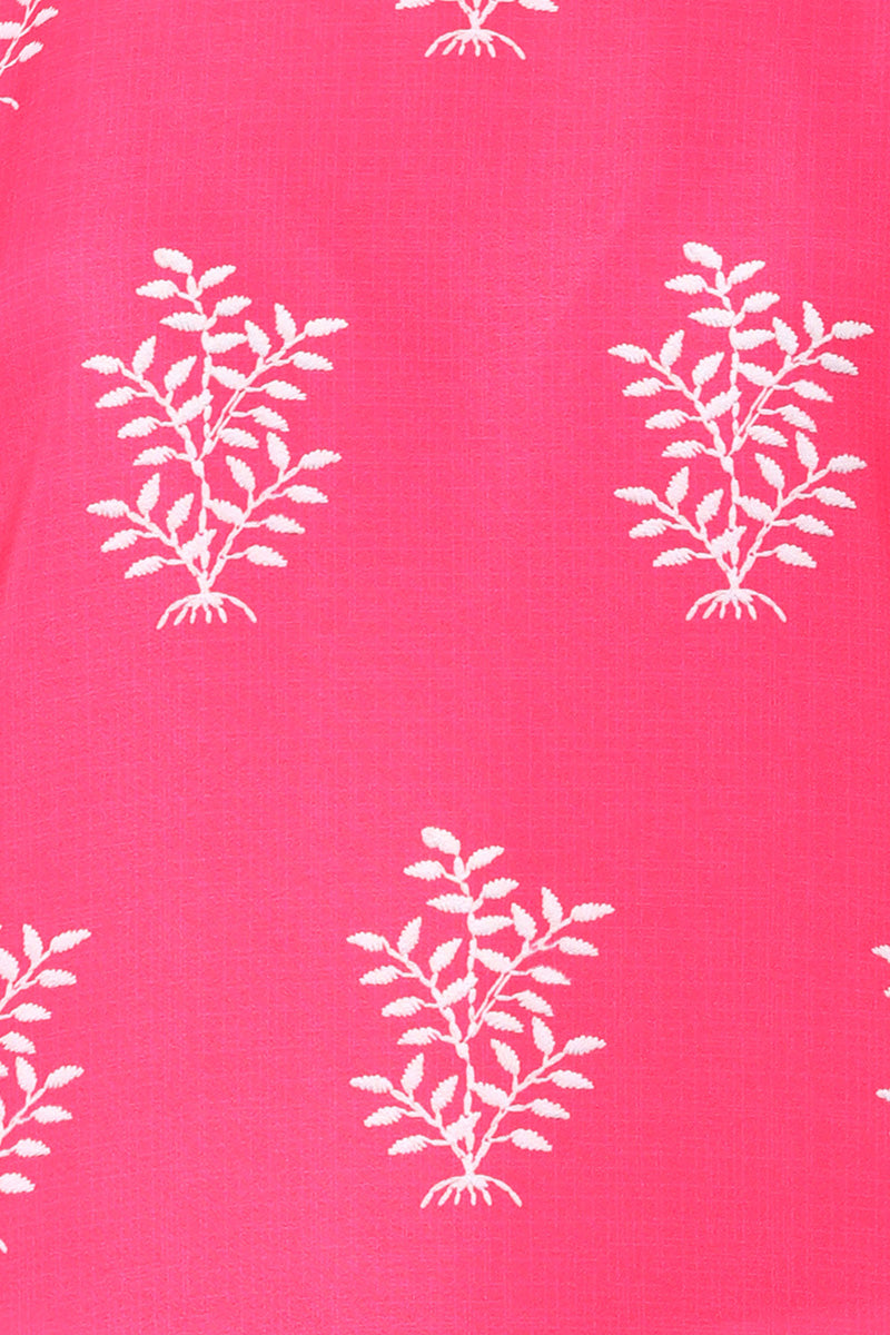 AHIKA Women Pink & White Floral Printed Kurta 