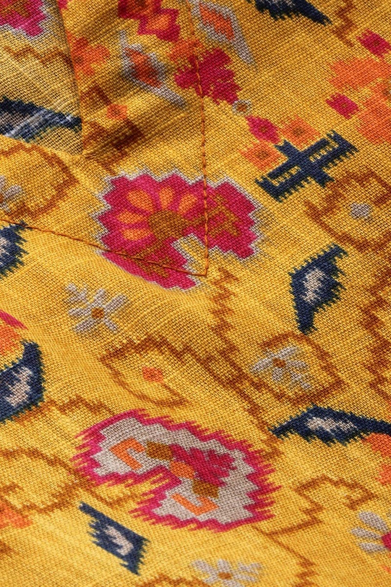 Ahika Women Beautiful Mustard Color Printed Cotton Fabric Kurti