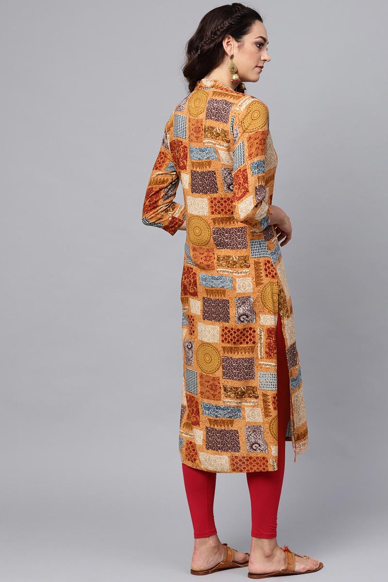 Ahika Women Casual Wear Cotton Fabric Multi Color Printed Trendy Kurti 