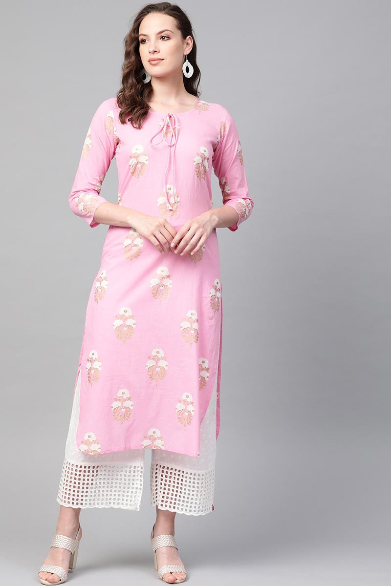 Ahika Women Pink Color Printed Trendy Kurti 