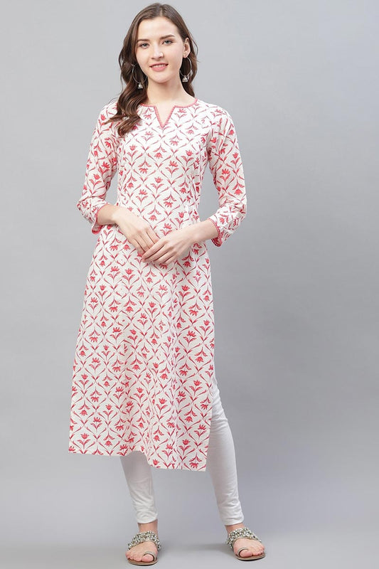 Ahika Women Fancy Occasion Wear Pink Color Printed Cotton Kurti 