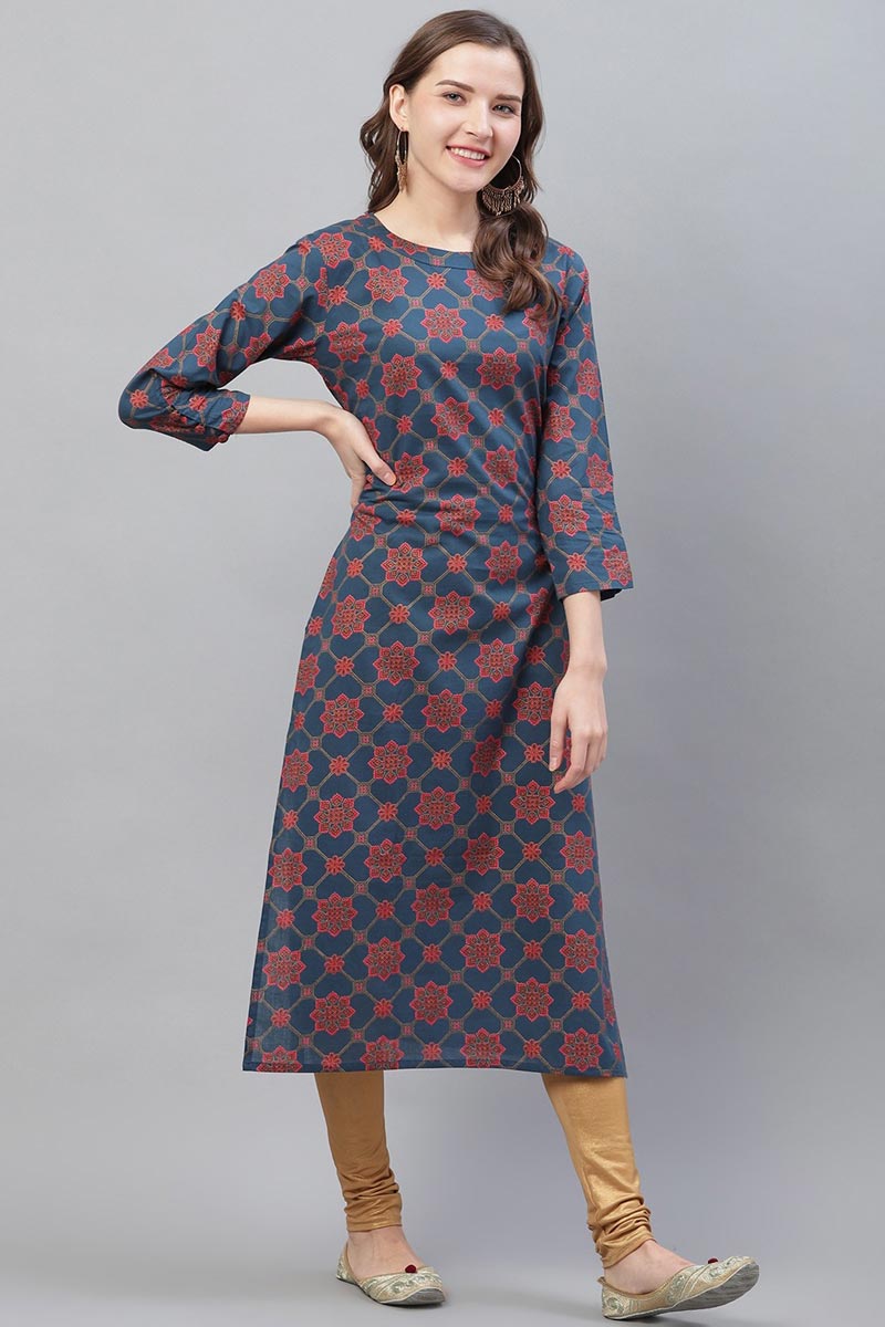 Find Easy-Care Daily Wear Cotton Kurtis Online VCK1552 – Ahika