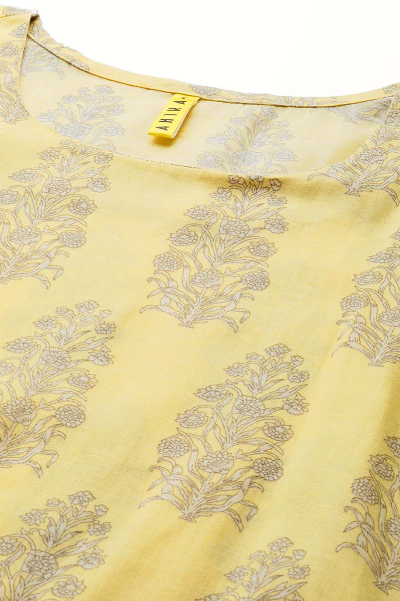 Ahika Women Yellow Color Function Wear Cotton Fabric Fancy Kurta And Palazzo Set 