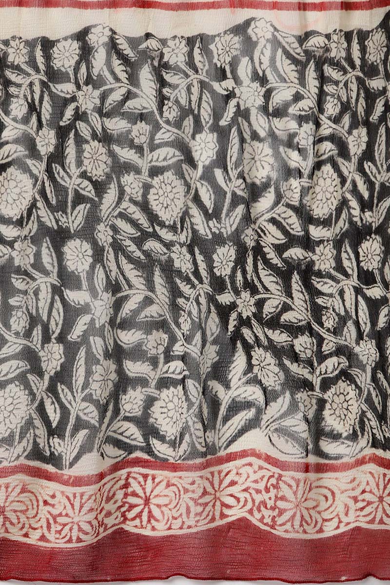 Ahika Women Cotton Black Ethnic Motifs Printed Straight Kurta Pant Dupatta Set 